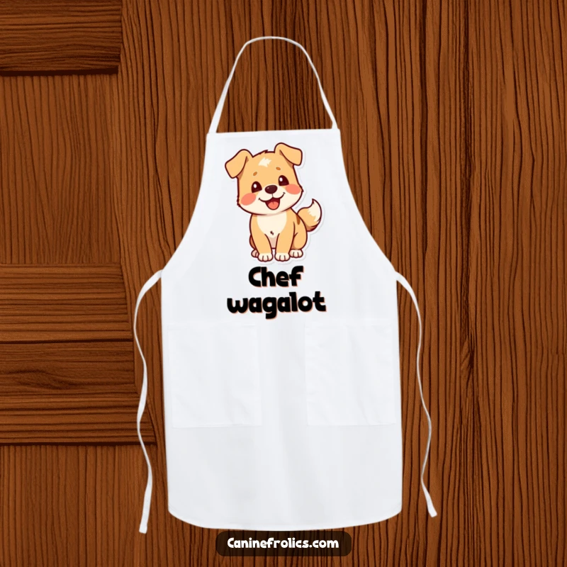 Funny Dog Apron: A dog character's tail wagging with pure delight, adding a touch of humor to kitchen activities.