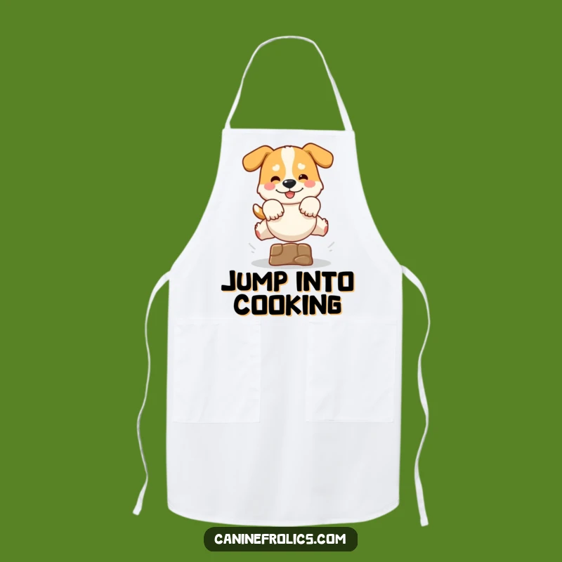 Funny Dog Leaping Apron: Chef Dog Jump Design, Practical & Funny Gift for Kitchen Fun