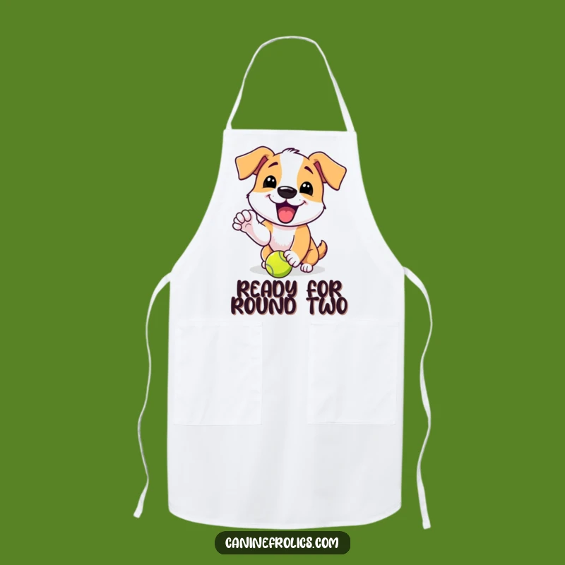 Funny Dog Apron: Tennis Ball Player, Excited Yip, Kitchen Play Zone