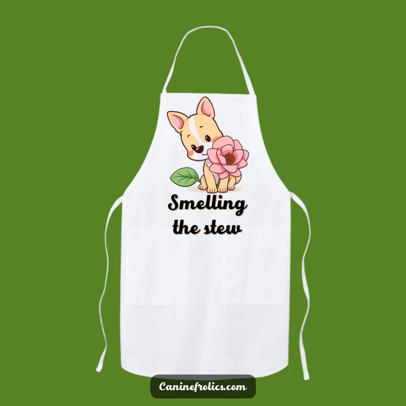 Funny Curious Dog Flower Apron A Chef's Gift For Gardeners