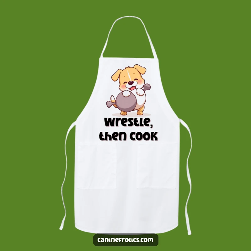 Funny Dog Wrestling Squeaky Toy Apron: Hilarious Kitchen Fun, Perfect Gift for Cooks