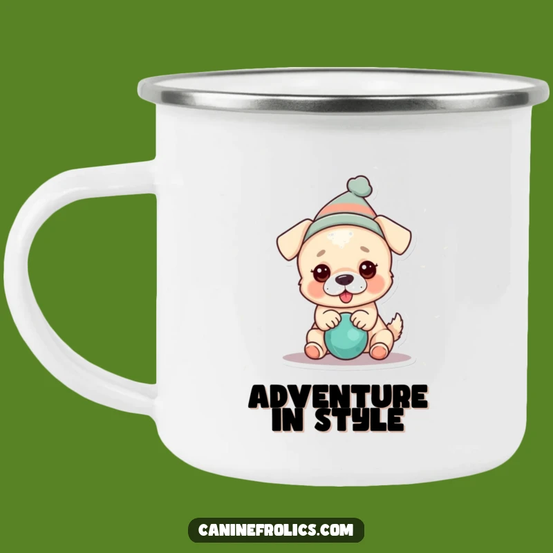 Funny Dog Hat Camping Mug: Squeaky Toy Adventure Gift
