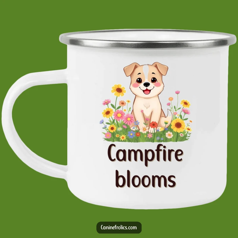 Funny Dog Camping Mug: Wildflower Bliss, Outdoor Gift