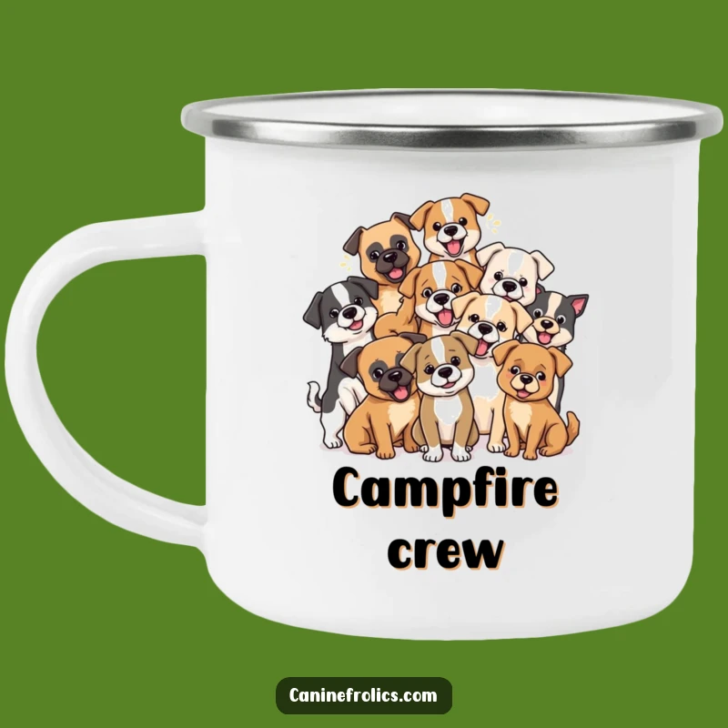 Funny Dog Pack Camping Mug: Mixed Breeds Play, Durable Humorous Outdoor Gift