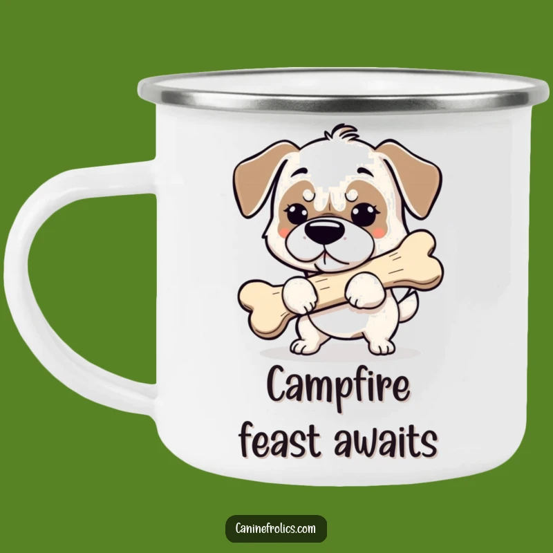 Funny Dog Bone Camping Mug - Adventure Fuelled by Determined Humor!