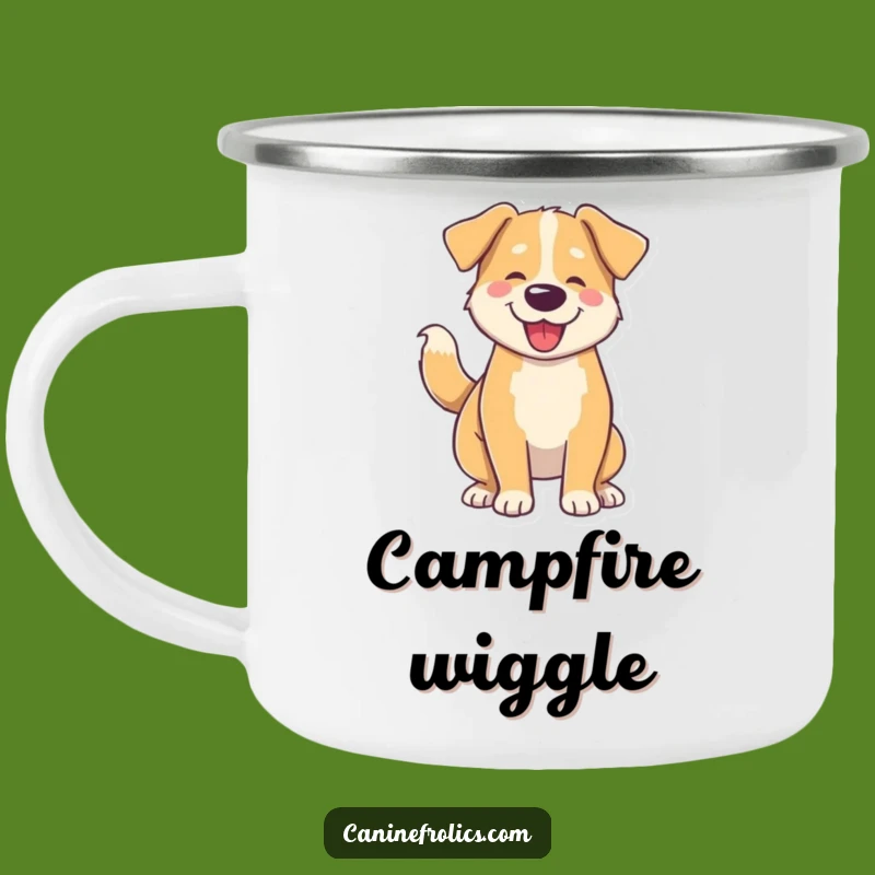 Funny Dog Wiggle Camping Mug: Adventure Tail Wag Art, Rugged & Funny Gift