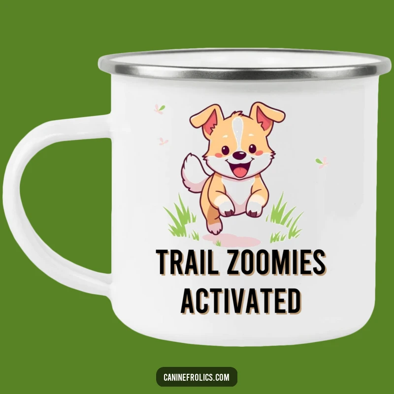 Funny Dog Camping Mug: Cheerful Field Bound Pup, Outdoor Gift