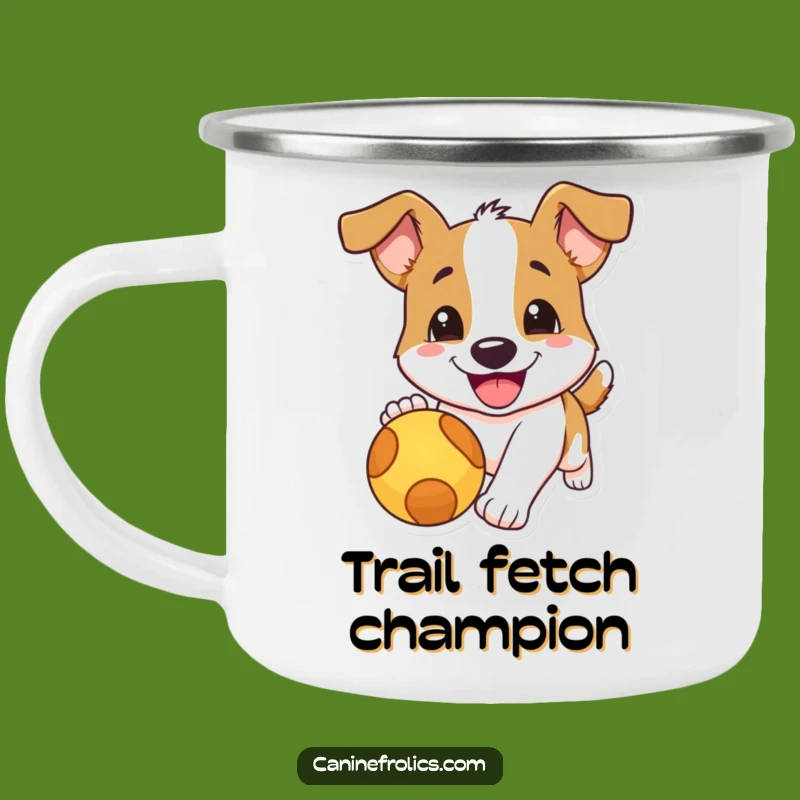Funny Dog Chasing Ball Camping Mug - Durable Cup for Outdoor Fun