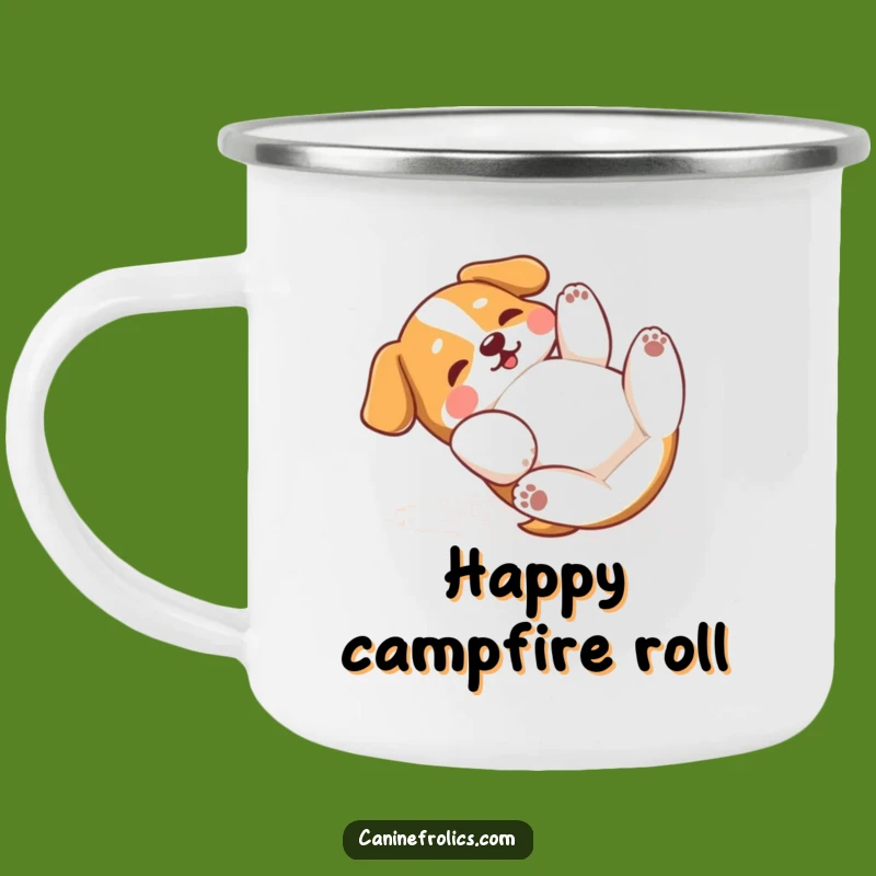 Funny Dog Rolling Around Camping Mug: Campfire Bliss, Perfect Hilarious Gift
