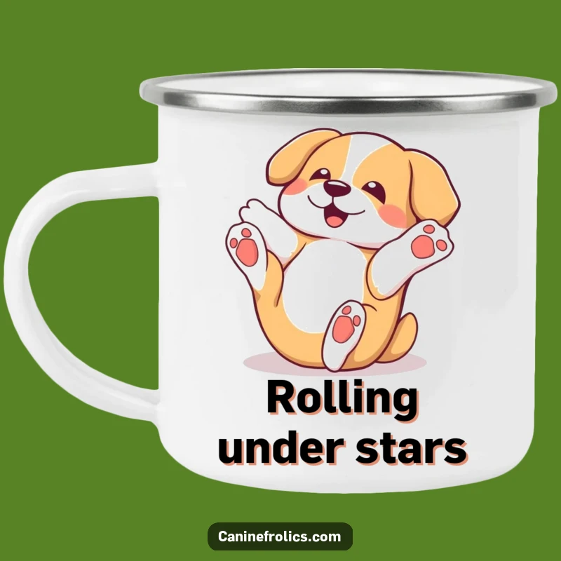 Durable Funny Rolling Dog Camping Mug: Adventure in Bliss