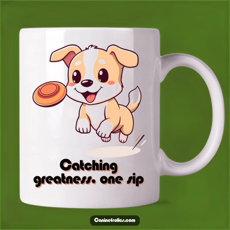 Funny Dog Frisbee Fun Mug: Adorable Wagging Tail Dog Gift