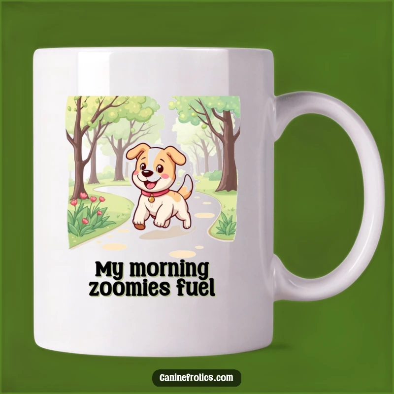 Funny Dog Mug: Bouncy Pup Trotting Park Path, Perfect Gift for Dog Lovers