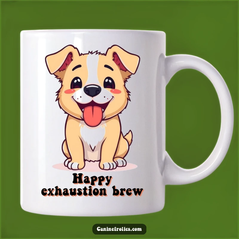 Funny Dog Panting Mug: Tired Pup Art, Perfect Funny Gift for Post-Adventure Relaxation
