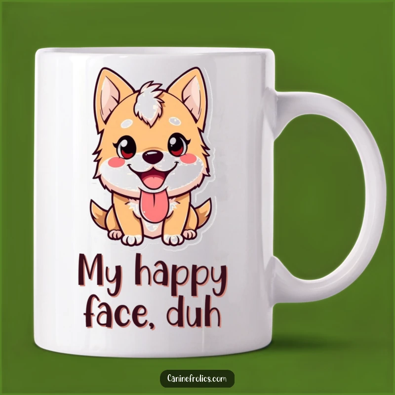 Funny Cute Canine Mug Gift - Happy Dog With Tongue Lolling Out