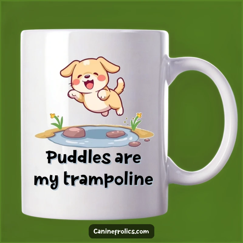 Funny Dog Puddle Leap Mug: Celebrate Joyful Moments, Perfect Funny Gift!