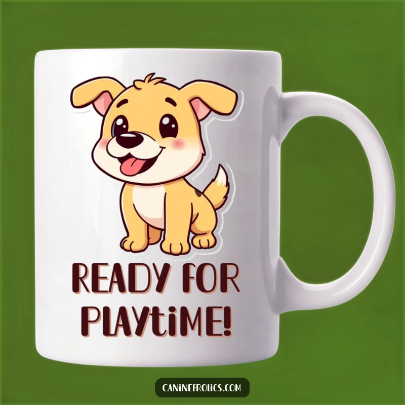 Funny Playful Dog Pounce Mug: Energetic Greeting, Perfect Funny Gift Idea