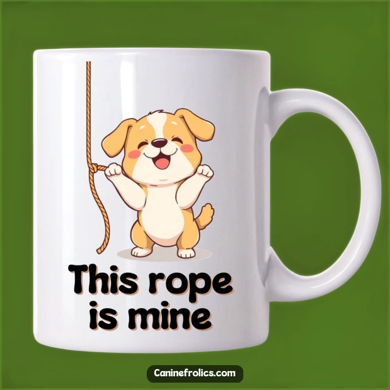 Funny Dog Toy Mug - Playful Pup with Rope, Energetic Canine Coffee Cup, Perfect Funny Gift