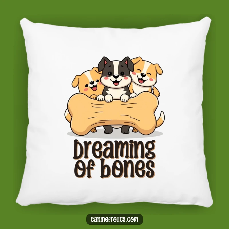 Funny Pillow - Happy Dog Bone Sharing Cushion, Joyful Canine Decor, Excellent Funny Gift