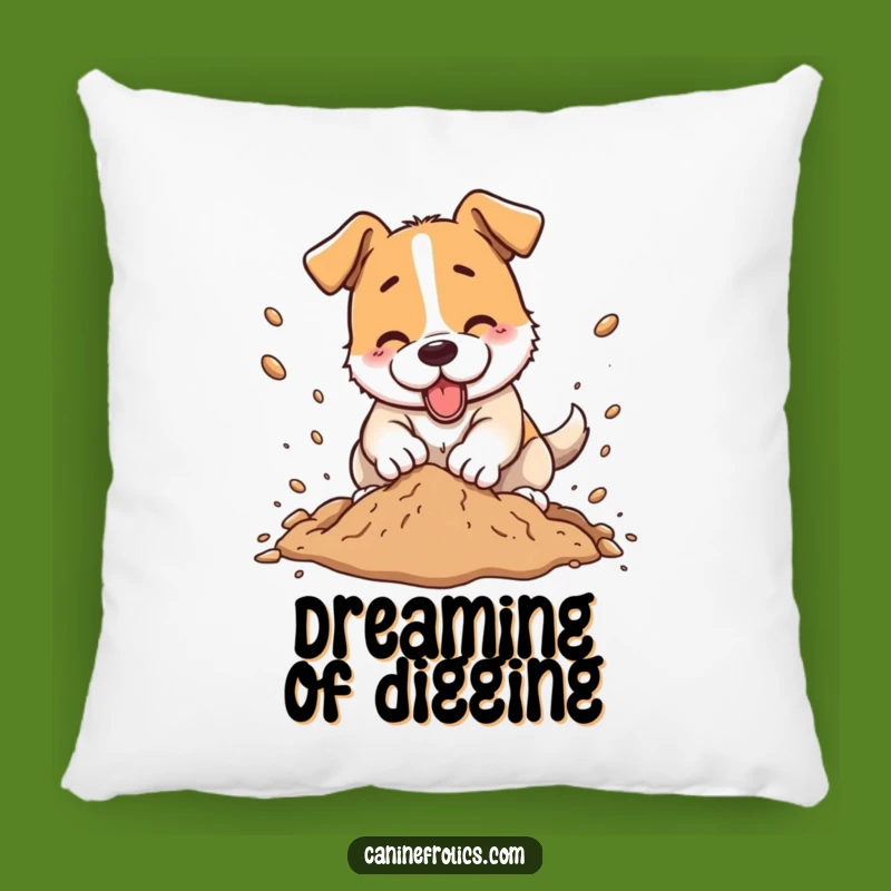 Funny Dog Digging Dirt Pillow - Cozy Comfort with Hilarious Pet Art