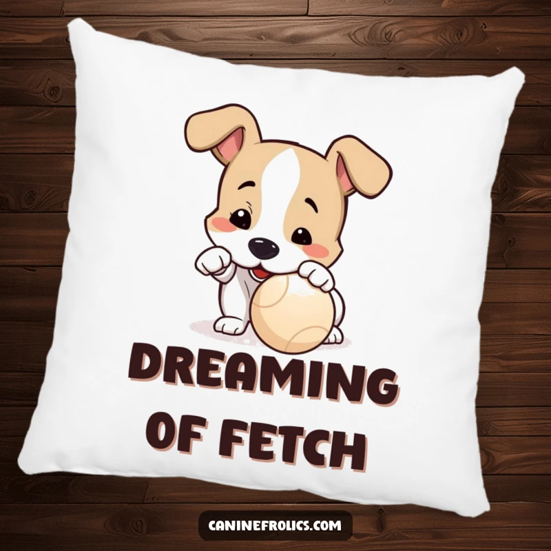 Funny Dog Pillow: A dog playfully nudging a ball with its nose, conveying a sense of eagerness and anticipation for playtime.