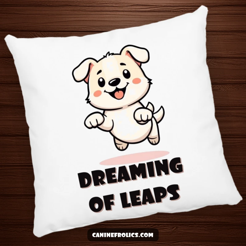 Funny pillow showcasing a stylized dog outline with energetic paws captured mid-leap, adding a playful touch to any room.