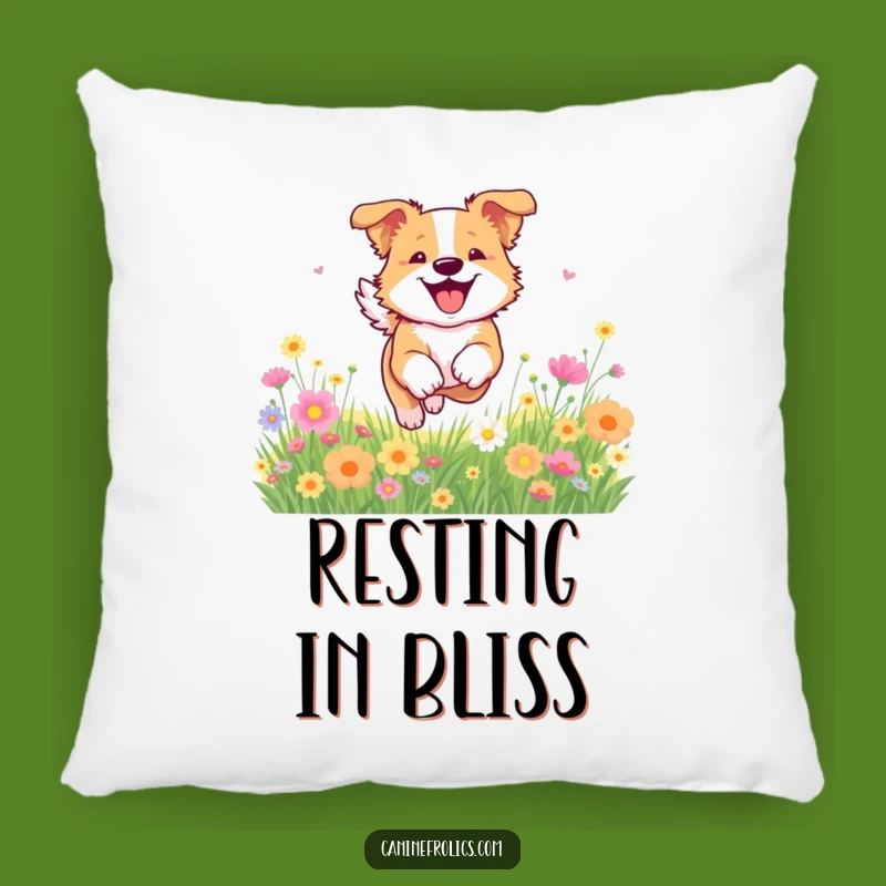 Funny Dog Flower Pillow: Joyful Bounding Comfort Gift