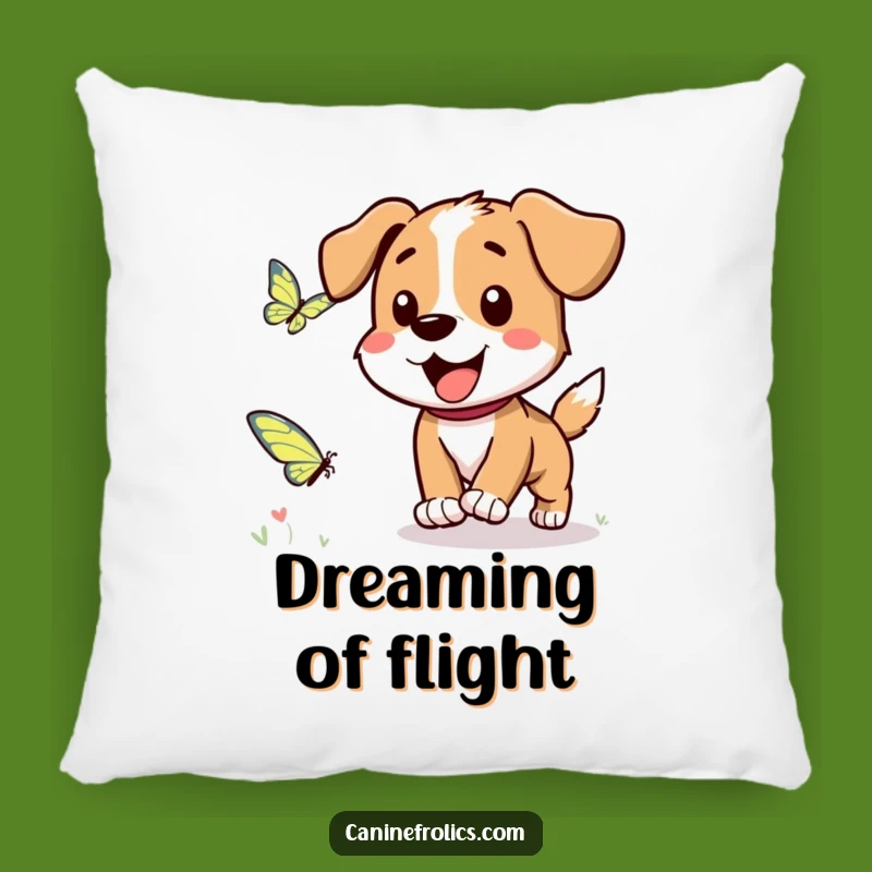 Funny Dog Pillow: Butterfly Chase Comfort, Cozy Gift