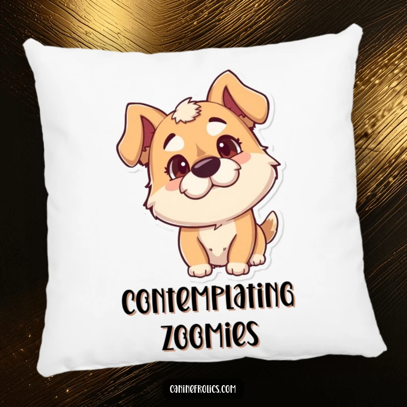 Funny Dog Pillow: Soft cushion featuring a goofy dog with a curious head tilt, offering playful charm and comfort.