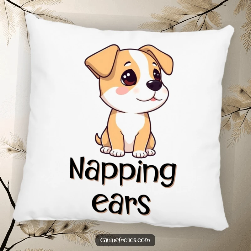 Funny Pillow: A sweet dog with its ears tilted, listening attentively to everything around. A soft and amusing decor piece.