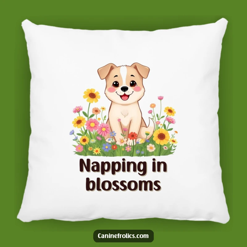 Funny Dog Pillow: Wildflower Comfort, Cozy Smiling Gift