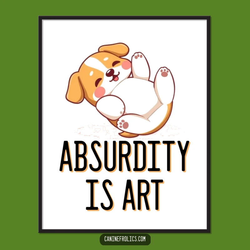 Funny Dog Rolling Around Digital Art: Instant Joyful Decor, Perfect Gift