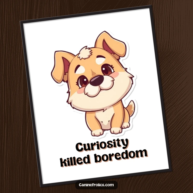 Funny Dog Digital Art Print: Goofy dog with a tilted head, radiating playful curiosity and charm, ready to brighten any space.