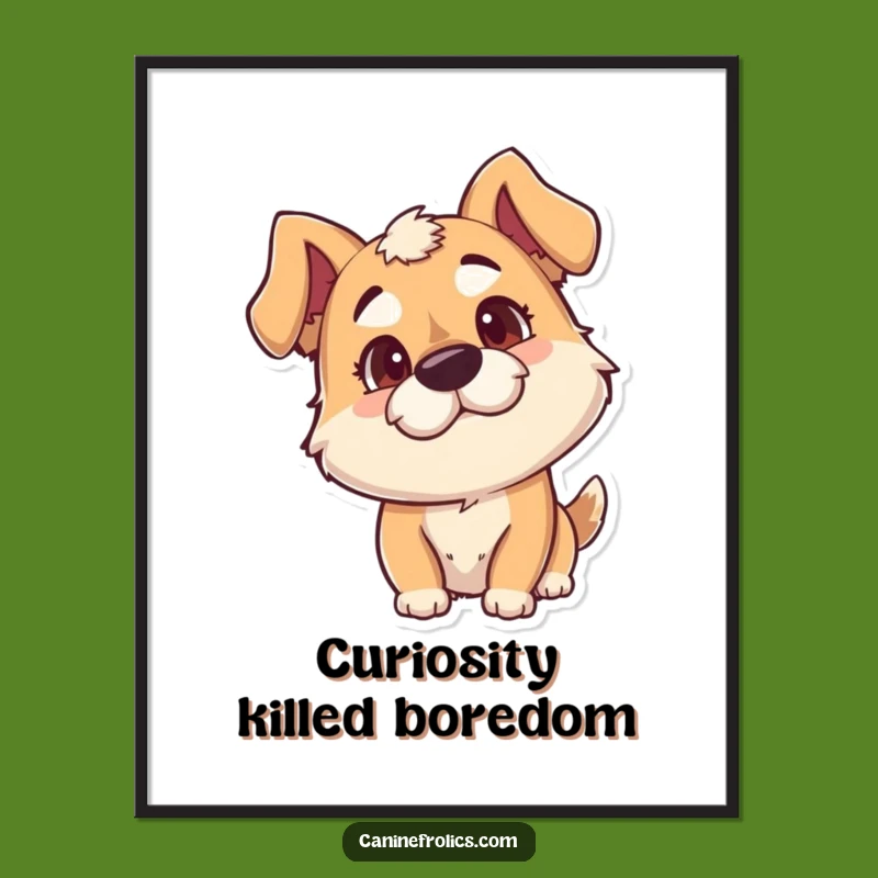 Funny Goofy Dog Digital Art: Whimsical Canine Curiosity Print, Instant Funny Gift