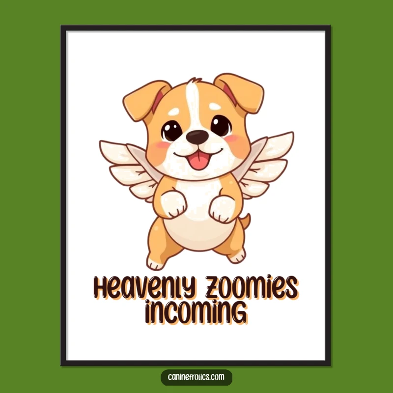 Funny Angel Dog Digital Art - Whimsical Flying Pup Downloadable Print