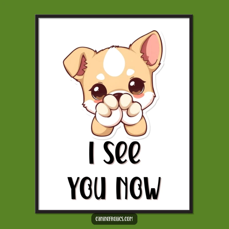 Funny Digital Art - Winking Big Eyed Dog Print, Instant Wall Decor, Unique Funny Gift