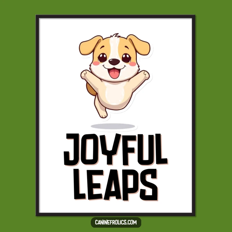 Funny Dog Digital Art: Bounding Pup Joyful Print, Hilarious Instant Gift