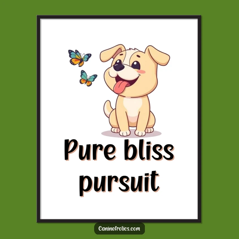 Funny Dog Digital Art: Tongue Out Pup Chase Print, Hilarious Instant Gift