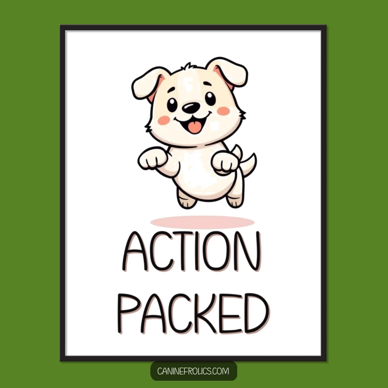 Funny Dog Leap Outline Digital Art - Instant Energetic Canine Decor