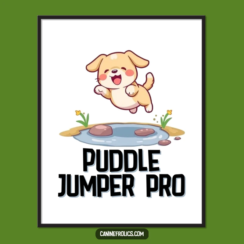 Funny Dog Puddle Leap Digital Art: Instant Joyful Vibes - Perfect Funny Gift!