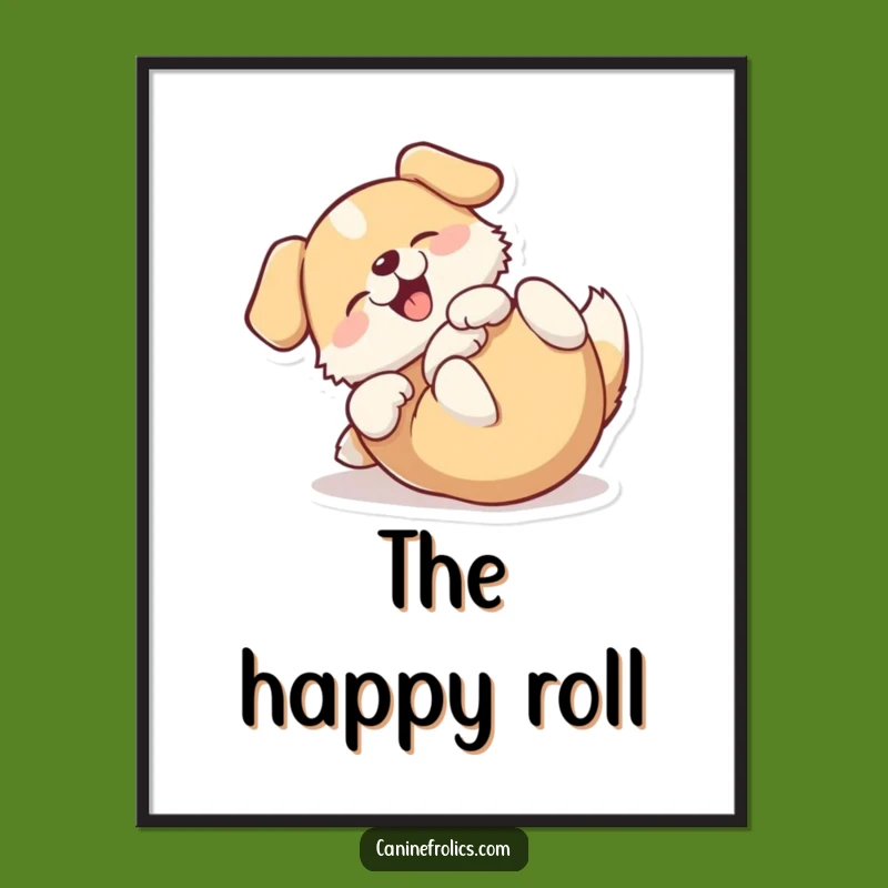 Funny Rolling Dog Digital Art - Happy Back Roller Printable Gift