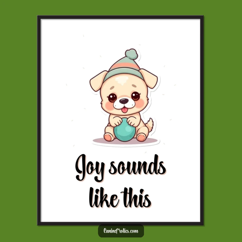 Funny Dog Hat Digital Print: Squeaky Toy Playful Art
