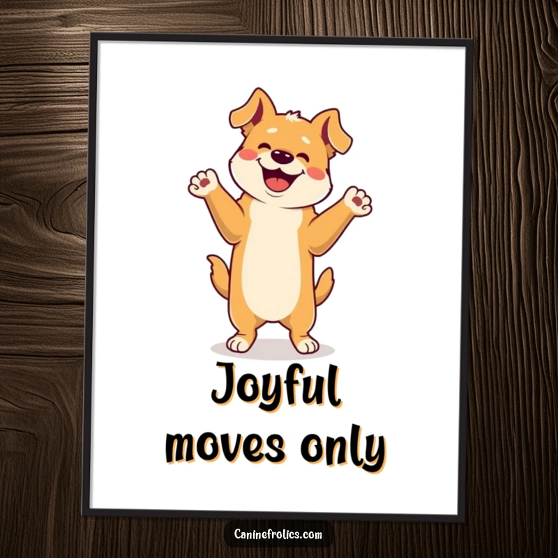 Funny Digital Art: A dog is celebrated in a dynamic happy dance pose on its hind legs, paws high, radiating pure, unbridled happiness.
