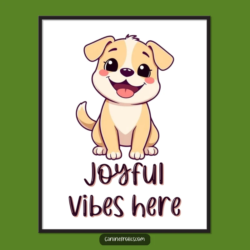 Funny Happy Grin Dog Digital Art Print A Joyful Piece For Your Walls