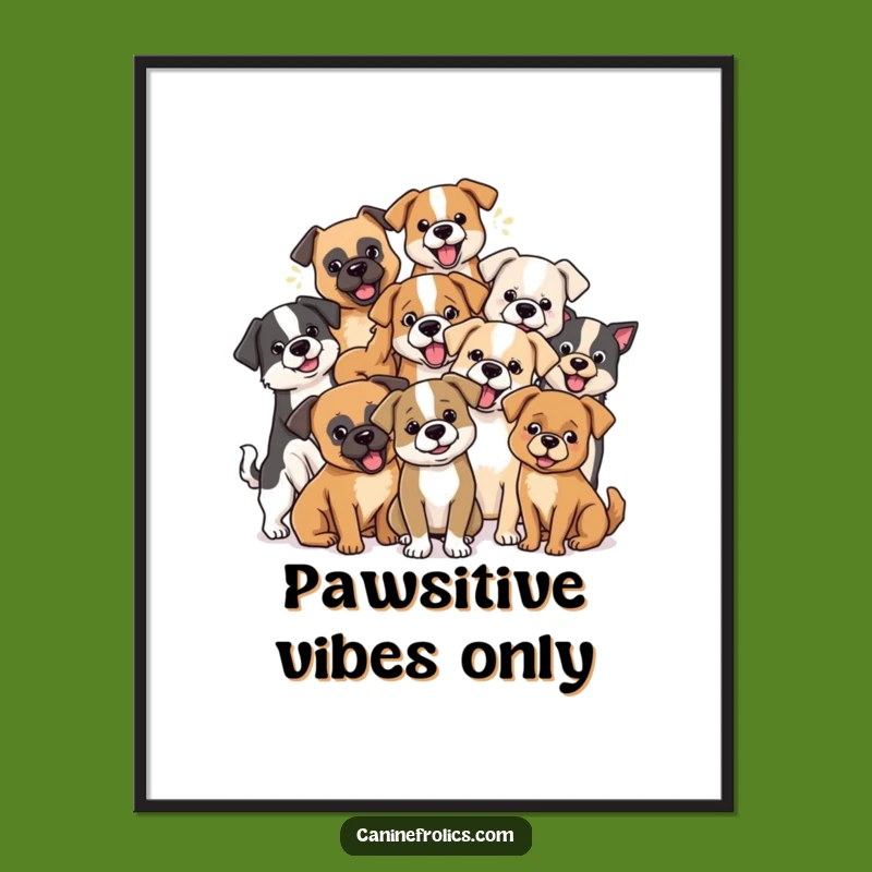 Funny Dog Pack Digital Art: Mixed Breeds Print, Hilarious Instant Gift