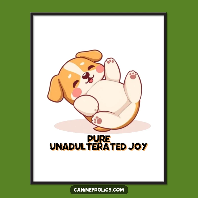 Funny Dog Rolling Digital Art: Decorate with Playful Canine Bliss, Unique Print