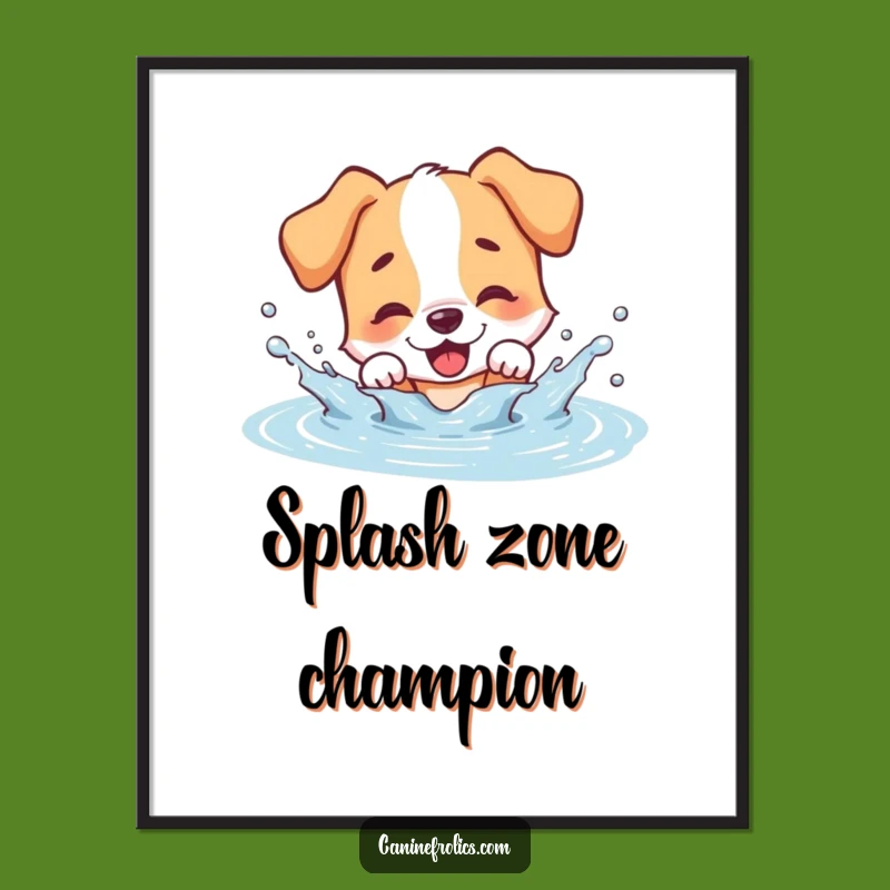 Funny Dog Splashing Puddle Digital Art - Instant Hilarious Wet Dog Decor