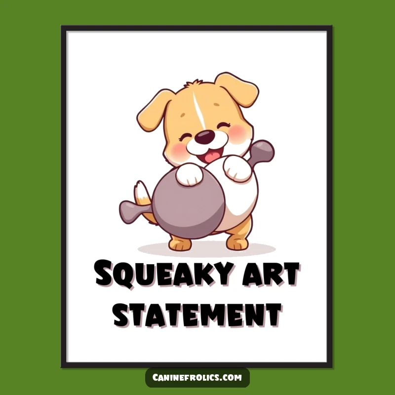 Funny Dog Wrestling Squeaky Toy Digital Art: Hilarious Decor, Perfect Gift Idea