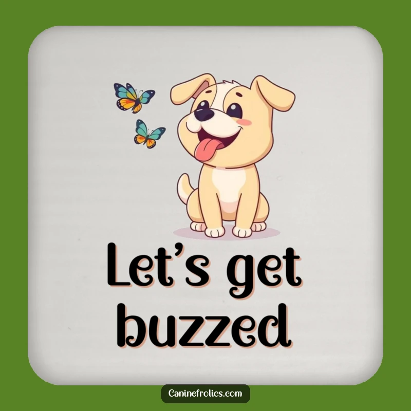 Funny Dog Coaster: Tongue Out Pup Chase, Protects Surfaces with Humor