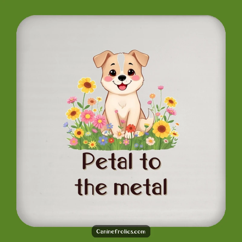 Funny Dog Coaster: Wildflower Smile, Protective Gift