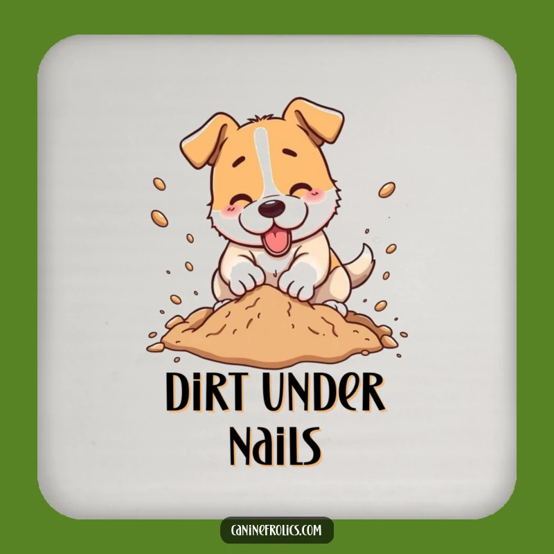 Funny Dog Digging Dirt Coaster - Protect Surfaces with Canine Charm